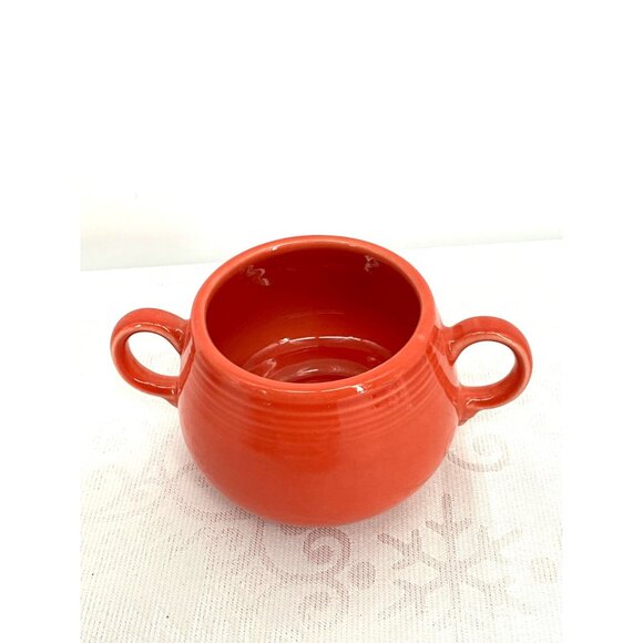 Fiesta "Red Ceramic Creamer & Sugar Bowl Set With Tray Vintage Homer Laughlin Po - Picture 9 of 9